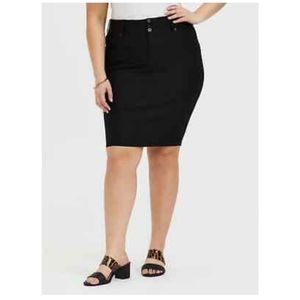 Torrid Premium Ponte 5 Pocket Midi Skirt Stretchy Zip Front Black 24 Bnwt